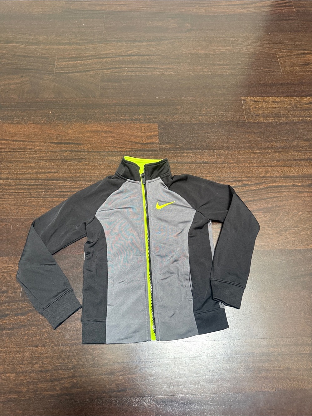 Nike Kids Black & Gray Zip-Up Jacket with Lime Accent
